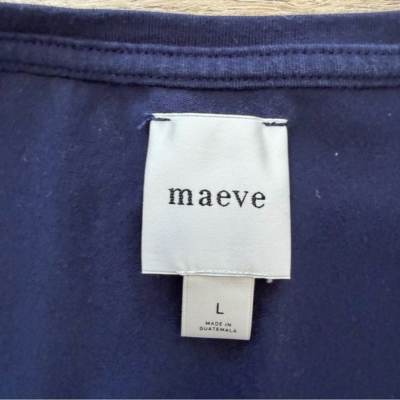 Maeve V-Neck Short-Sleeve Tee Anthropologie embroidered letter "A" Sz Large - Picture 4 of 6